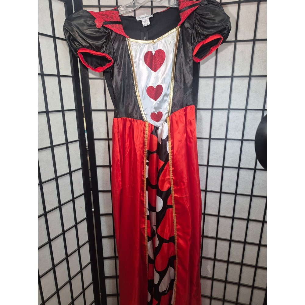 HalloweenCostumes Queen of Hearts Dress Red Black White Lace Collar Womens Small
